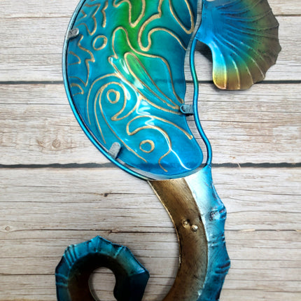 Seahorse Wall Art, Metal and Stained Glass Seahorse Decor, Metal Wall Art, Outdoor Wall Decor, Seahorse Gift, Seahorse Wall Art Metal - Pink Horse Florida