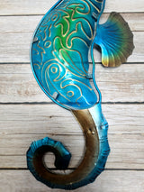 Seahorse Wall Art, Metal and Stained Glass Seahorse Decor, Metal Wall Art, Outdoor Wall Decor, Seahorse Gift, Seahorse Wall Art Metal - Pink Horse Florida