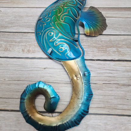 Seahorse Wall Art, Metal and Stained Glass Seahorse Decor, Metal Wall Art, Outdoor Wall Decor, Seahorse Gift, Seahorse Wall Art Metal - Pink Horse Florida