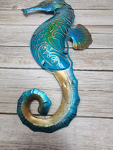 Seahorse Wall Art, Metal and Stained Glass Seahorse Decor, Metal Wall Art, Outdoor Wall Decor, Seahorse Gift, Seahorse Wall Art Metal - Pink Horse Florida