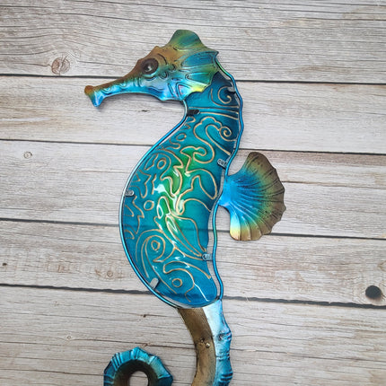 Seahorse Wall Art, Metal and Stained Glass Seahorse Decor, Metal Wall Art, Outdoor Wall Decor, Seahorse Gift, Seahorse Wall Art Metal - Pink Horse Florida