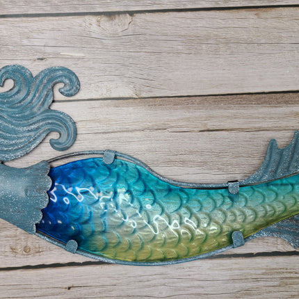 Mermaid metal wall art Stained glass mermaid decor Mermaid wall sculpture with stained glass Metal and stained glass mermaid art - Pink Horse Florida