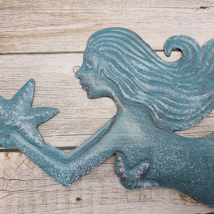 Mermaid metal wall art Stained glass mermaid decor Mermaid wall sculpture with stained glass Metal and stained glass mermaid art - Pink Horse Florida