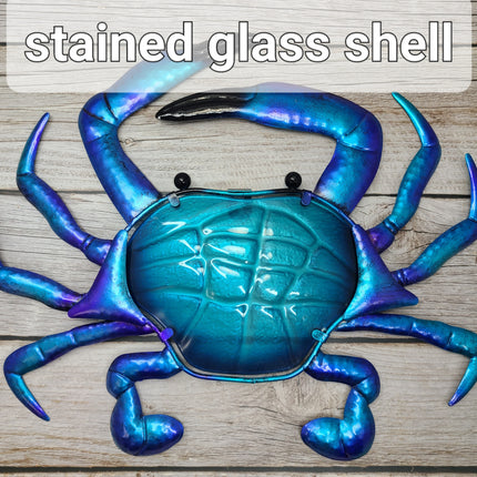 Crab Wall Decor, Stained Glass Crab Wall Art, Wood Ocean Decor, Beach Home Decor, Crab Decoration, Crab Lover - Pink Horse Florida