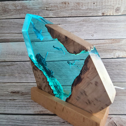 Submarine Cave Lamp Scuba Diver Lamp Turtle Night Ocean Lamp Scuba diver shipwreck night light Epoxy resin scuba diver shipwreck night light - Pink Horse Florida