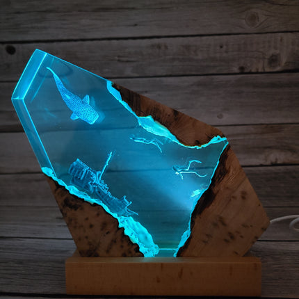 Submarine Cave Lamp Scuba Diver Lamp Turtle Night Ocean Lamp Scuba diver shipwreck night light Epoxy resin scuba diver shipwreck night light - Pink Horse Florida