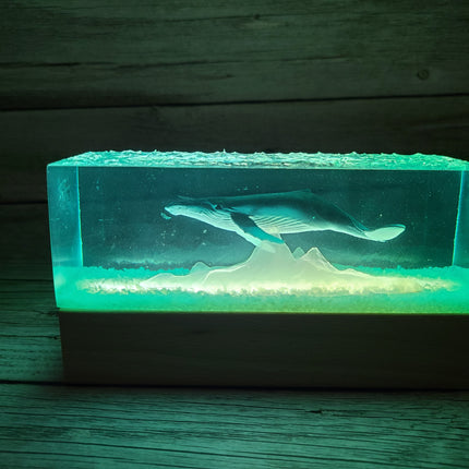 Whale Lamp, Whale Night Light, Ocean Lamp, Resin Green Whale Lamp, Whale Night Light Lamp, Ocean Night Light,Epoxy Night Light Figurine - Pink Horse Florida