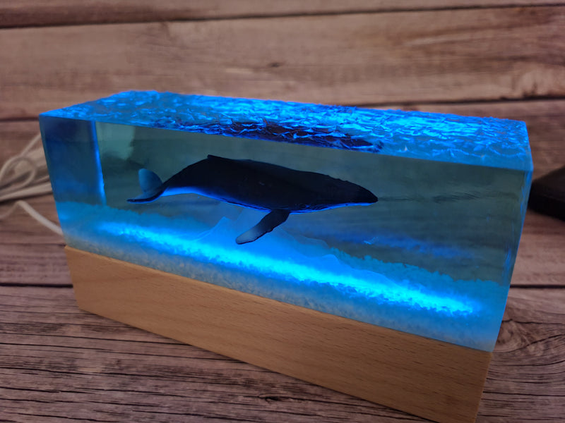 Whale Lamp, Whale Night Light, Ocean Lamp, Resin Blue Whale Lamp, Whale Night Light Lamp, Ocean Night Light - Pink Horse Florida