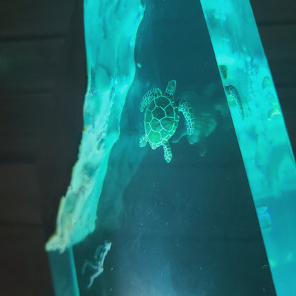 Submarine Cave Lamp, Scuba Diver Lamp, Turtle Night Light, Ocean Night Light, Scuba Diver Night Light, Ocean Lamp Epoxy Underwater Figurine - Pink Horse Florida