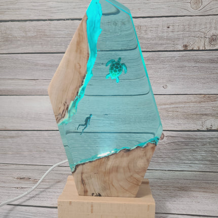 Submarine Cave Lamp, Scuba Diver Lamp, Turtle Night Light, Ocean Night Light, Scuba Diver Night Light, Ocean Lamp Epoxy Underwater Figurine - Pink Horse Florida