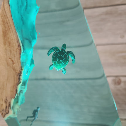 Submarine Cave Lamp, Scuba Diver Lamp, Turtle Night Light, Ocean Night Light, Scuba Diver Night Light, Ocean Lamp Epoxy Underwater Figurine - Pink Horse Florida