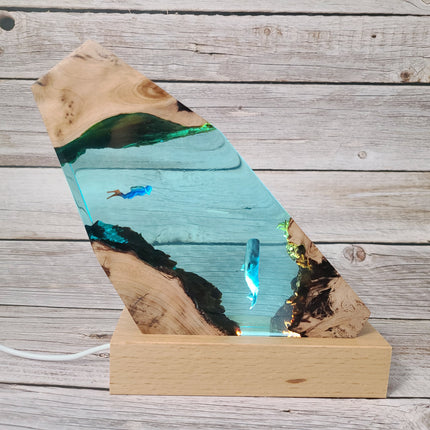 Submarine Cave Lamp, Scuba Diver Lamp, Resin Submarine Cave, Nigh light Figurine - Pink Horse Florida