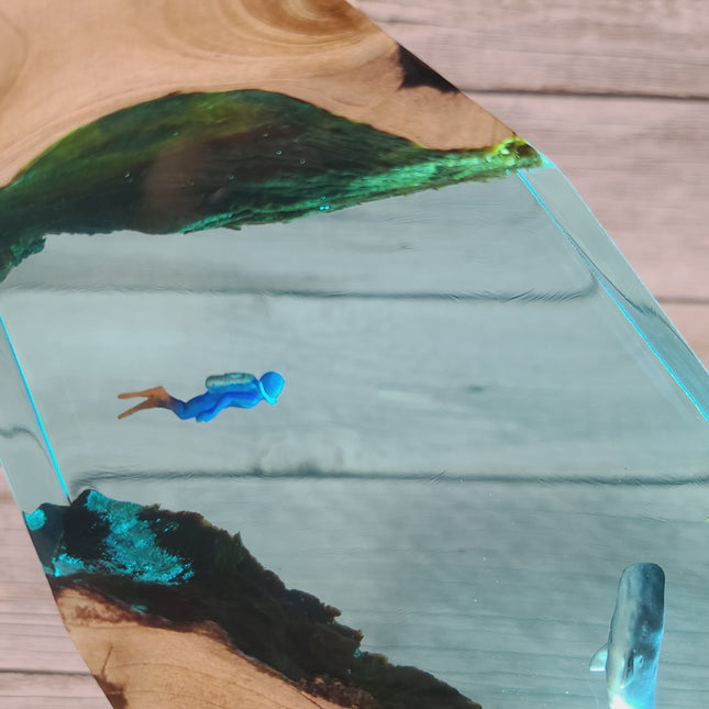 Submarine Cave Lamp, Scuba Diver Lamp, Resin Submarine Cave, Nigh light Figurine - Pink Horse Florida