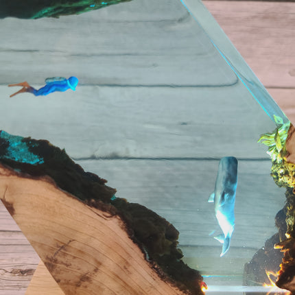 Submarine Cave Lamp, Scuba Diver Lamp, Resin Submarine Cave, Nigh light Figurine - Pink Horse Florida