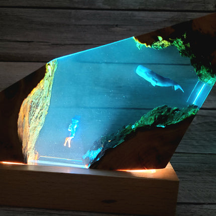 Submarine Cave Lamp, Scuba Diver Lamp, Resin Submarine Cave, Nigh light Figurine - Pink Horse Florida