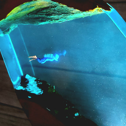 Submarine Cave Lamp, Scuba Diver Lamp, Resin Submarine Cave, Nigh light Figurine - Pink Horse Florida