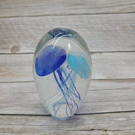 Blue glow-in-the-dark jellyfish sculpture Luminescent marine art Glowing jellyfish decor Enchanting sculpture Ocean-inspired artwork figurine - Pink Horse Florida