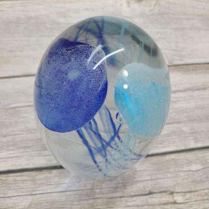 Blue glow-in-the-dark jellyfish sculpture Luminescent marine art Glowing jellyfish decor Enchanting sculpture Ocean-inspired artwork figurine - Pink Horse Florida