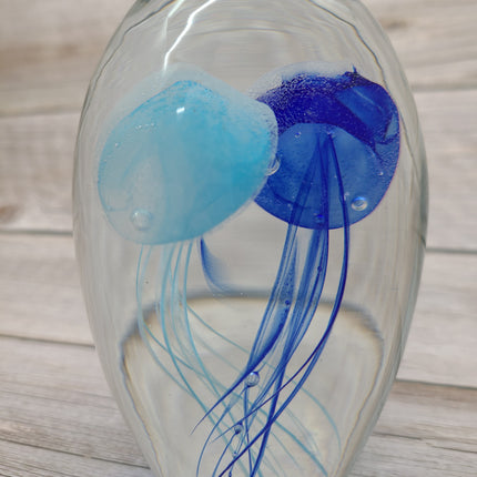 Blue glow-in-the-dark jellyfish sculpture Luminescent marine art Glowing jellyfish decor Enchanting sculpture Ocean-inspired artwork figurine - Pink Horse Florida