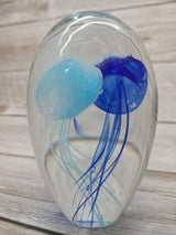 Blue glow-in-the-dark jellyfish sculpture Luminescent marine art Glowing jellyfish decor Enchanting sculpture Ocean-inspired artwork figurine - Pink Horse Florida