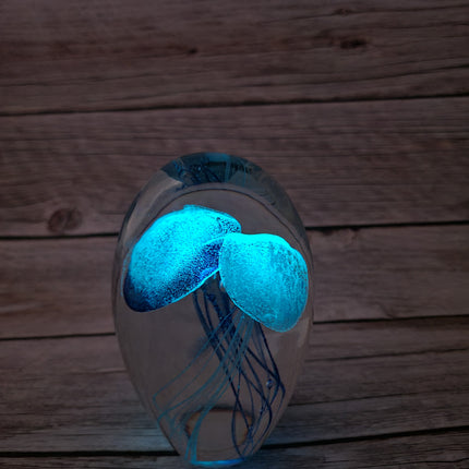 Blue glow-in-the-dark jellyfish sculpture Luminescent marine art Glowing jellyfish decor Enchanting sculpture Ocean-inspired artwork figurine - Pink Horse Florida