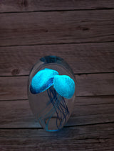 Blue glow-in-the-dark jellyfish sculpture Luminescent marine art Glowing jellyfish decor Enchanting sculpture Ocean-inspired artwork figurine - Pink Horse Florida