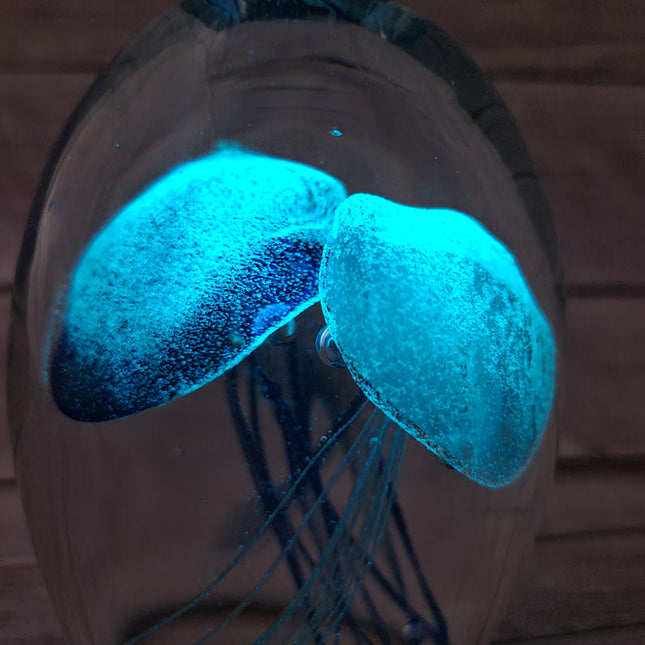 Blue glow-in-the-dark jellyfish sculpture Luminescent marine art Glowing jellyfish decor Enchanting sculpture Ocean-inspired artwork figurine - Pink Horse Florida