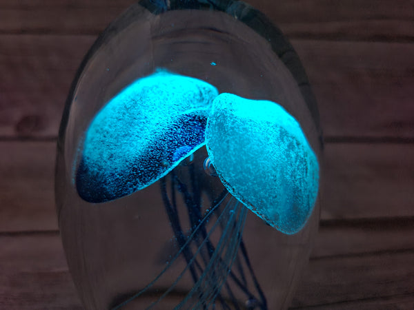 Blue glow-in-the-dark jellyfish sculpture Luminescent marine art Glowing jellyfish decor Enchanting sculpture Ocean-inspired artwork figurine - Pink Horse Florida