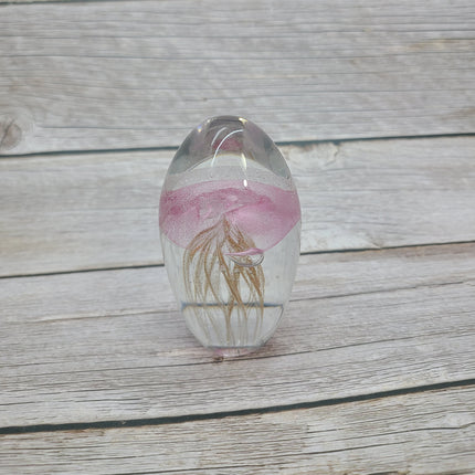Pink and gold glow-in-the-dark jellyfish Luminescent marine art Glowing jellyfish decor Enchanting sculpture Ocean-inspired artwork Pink and gold jellyfish figurine - Pink Horse Florida