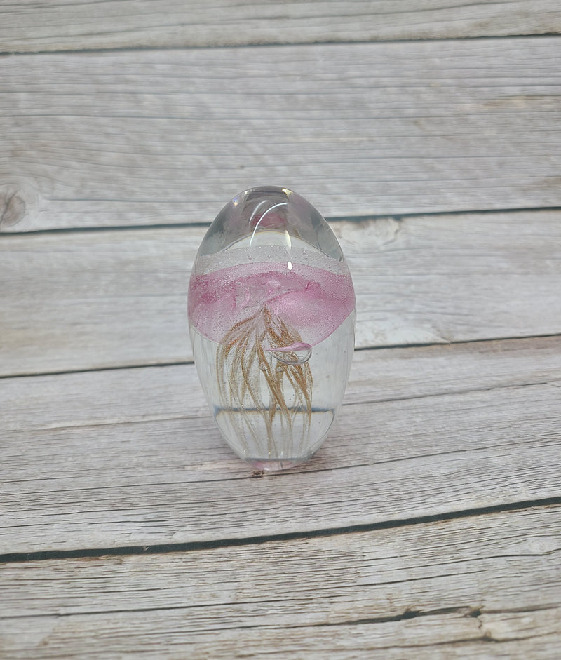 Pink and gold glow-in-the-dark jellyfish Luminescent marine art Glowing jellyfish decor Enchanting sculpture Ocean-inspired artwork Pink and gold jellyfish figurine - Pink Horse Florida