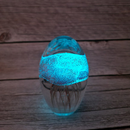 Pink and gold glow-in-the-dark jellyfish Luminescent marine art Glowing jellyfish decor Enchanting sculpture Ocean-inspired artwork Pink and gold jellyfish figurine - Pink Horse Florida