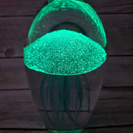 Aqua blue glow-in-the-dark jellyfish Luminescent marine art Glowing jellyfish decor Enchanting sculpture Ocean-inspired artwork figurine - Pink Horse Florida