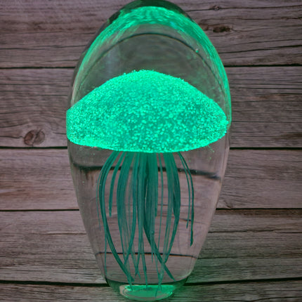 Aqua blue glow-in-the-dark jellyfish Luminescent marine art Glowing jellyfish decor Enchanting sculpture Ocean-inspired artwork figurine - Pink Horse Florida
