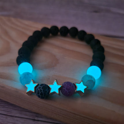 Beaded Star Glow in the Dark Bracelet, Star Bracelet, Glow in the Dark Bracelets Bulk - Pink Horse Florida