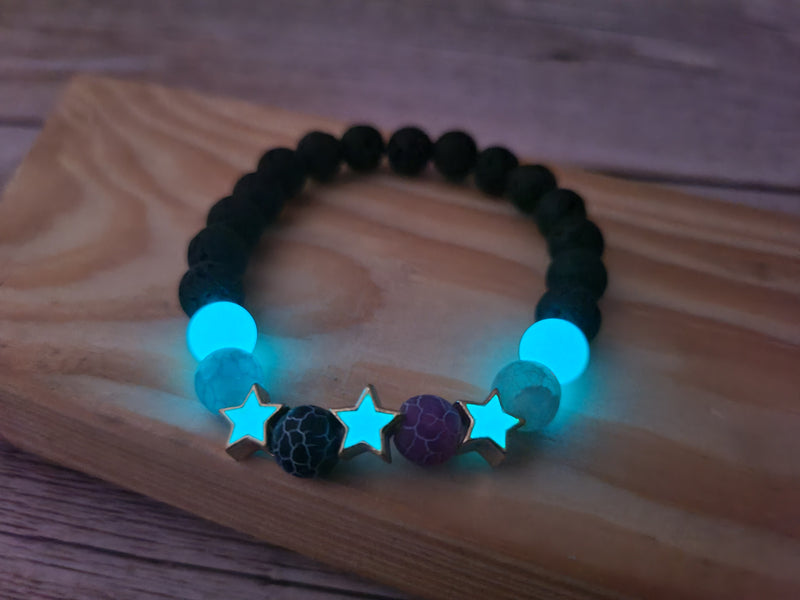 Beaded Star Glow in the Dark Bracelet, Star Bracelet, Glow in the Dark Bracelets Bulk - Pink Horse Florida