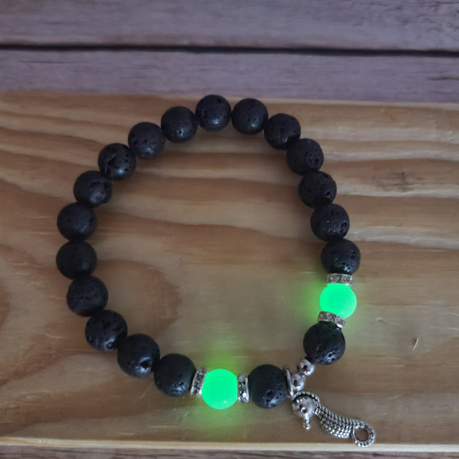 Beaded Seahorse Glow in the Dark Bracelet, Seahorse Bracelet Glow in the Dark Bracelets Bulk - Pink Horse Florida