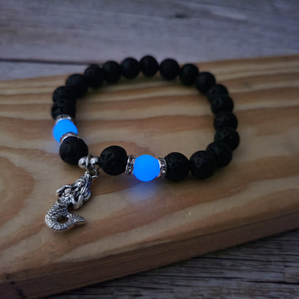 Beaded Mermaid Charm Glow in the Dark Bracelet, Mermaid Bracelet Glow in the Dark Bracelets Bulk - Pink Horse Florida