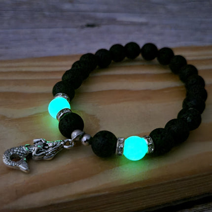 Beaded Mermaid Charm Glow in the Dark Bracelet, Mermaid Bracelet Glow in the Dark Bracelets Bulk - Pink Horse Florida