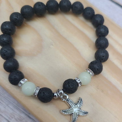 Beaded Starfish Charm Glow in the Dark Bracelet, Starfish Bracelet Glow in the Dark Bracelets Bulk - Pink Horse Florida