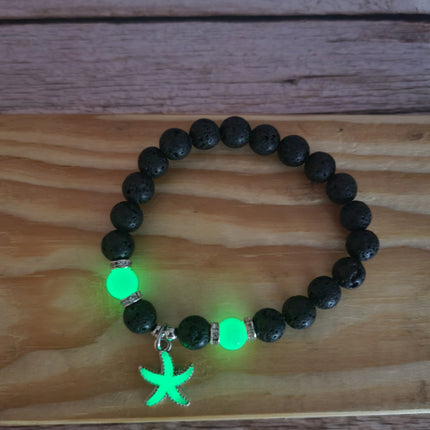 Beaded Starfish Charm Glow in the Dark Bracelet, Starfish Bracelet Glow in the Dark Bracelets Bulk - Pink Horse Florida