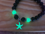 Beaded Starfish Charm Glow in the Dark Bracelet, Starfish Bracelet Glow in the Dark Bracelets Bulk - Pink Horse Florida