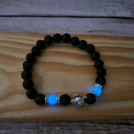 Beaded Sea Turtle Charm Glow in the Dark Bracelet, Sea Turtle Bracelet Glow in the Dark Bracelets Bulk - Pink Horse Florida