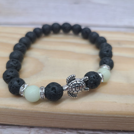 Beaded Sea Turtle Charm Glow in the Dark Bracelet, Sea Turtle Bracelet Glow in the Dark Bracelets Bulk - Pink Horse Florida