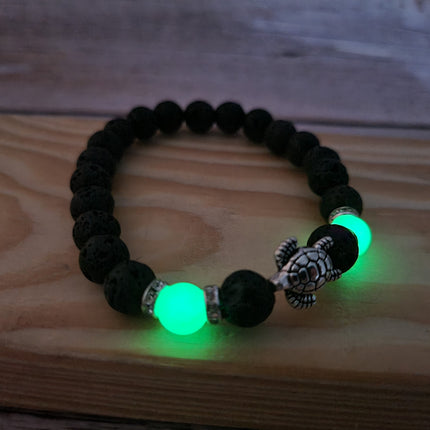 Beaded Sea Turtle Charm Glow in the Dark Bracelet, Sea Turtle Bracelet Glow in the Dark Bracelets Bulk - Pink Horse Florida