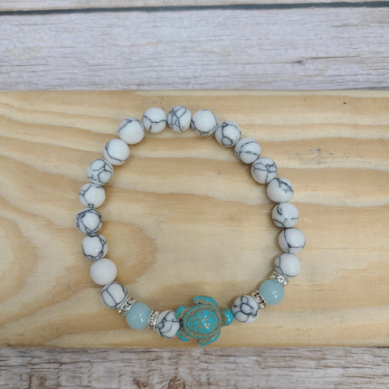 Beaded Sea Turtle Charm Glow in the Dark Bracelet, Sea Turtle Bracelet Glow in the Dark Bracelets Bulk - Pink Horse Florida