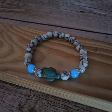 Beaded Sea Turtle Charm Glow in the Dark Bracelet, Sea Turtle Bracelet Glow in the Dark Bracelets Bulk - Pink Horse Florida