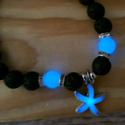 Beaded Starfish Charm Glow in the Dark Bracelet, Starfish Bracelet Glow in the Dark Bracelets Bulk - Pink Horse Florida