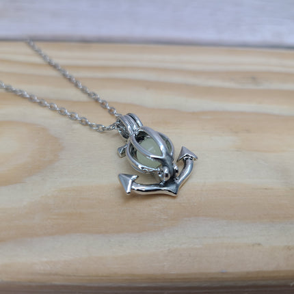 Anchor necklace Glow in the Dark Nautical jewelry Maritime charm Symbolic pendant Ocean-inspired accessory Classic anchor design - Pink Horse Florida