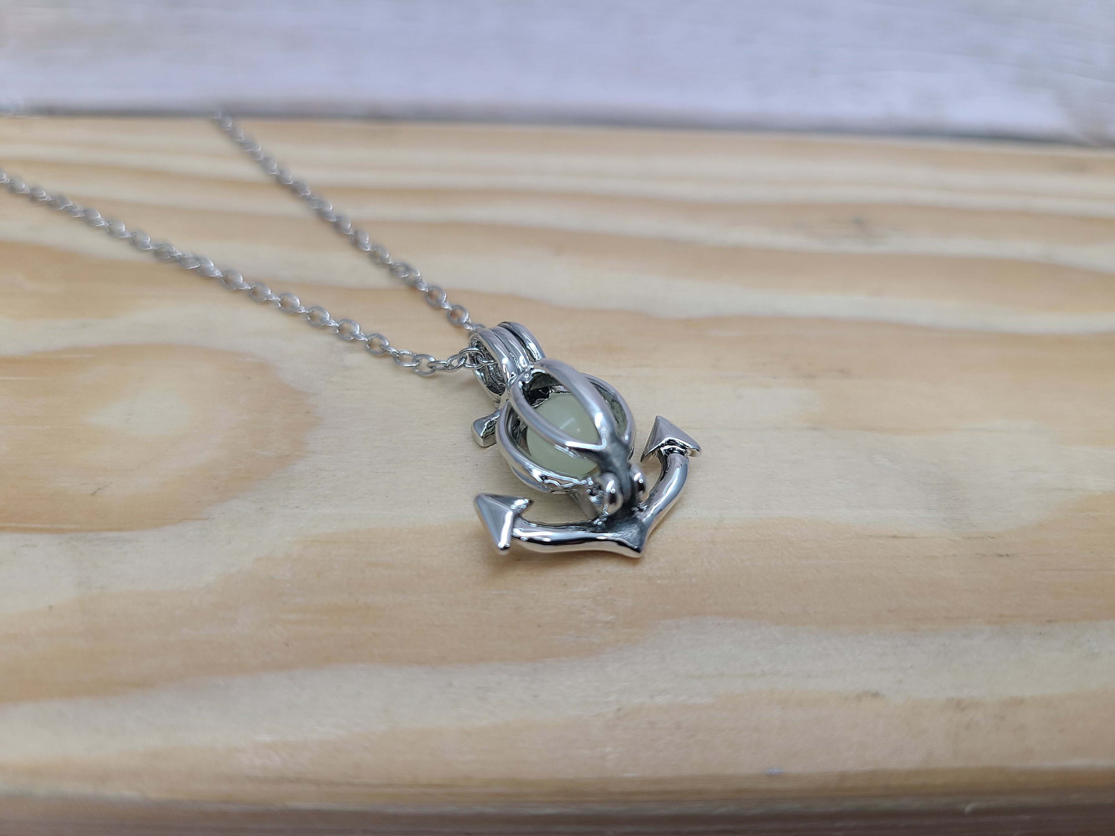 Anchor necklace Glow in the Dark Nautical jewelry Maritime charm Symbolic pendant Ocean-inspired accessory Classic anchor design - Pink Horse Florida