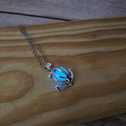 Anchor necklace Glow in the Dark Nautical jewelry Maritime charm Symbolic pendant Ocean-inspired accessory Classic anchor design - Pink Horse Florida